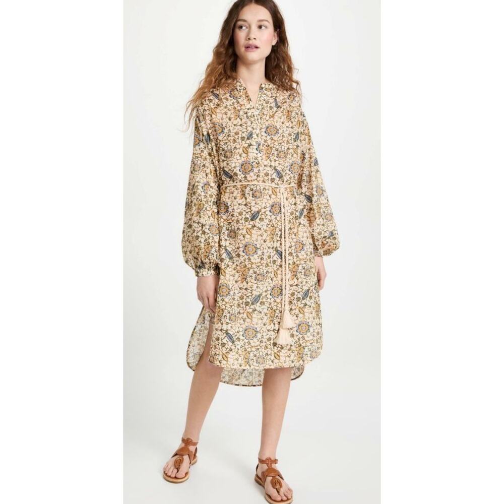 Ulla Johnson Agadir Dress Coverup Citrus Print Rope Belt Cotton Boho Sz medium